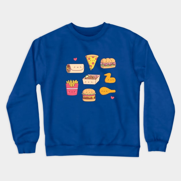 Cute Food Takeaway Doodles Crewneck Sweatshirt by rustydoodle